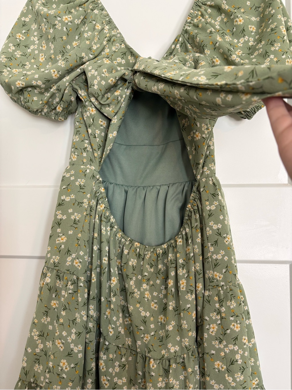Altar’d State Sage Green Floral Tiered Midi Dress - Picture 3 of 7